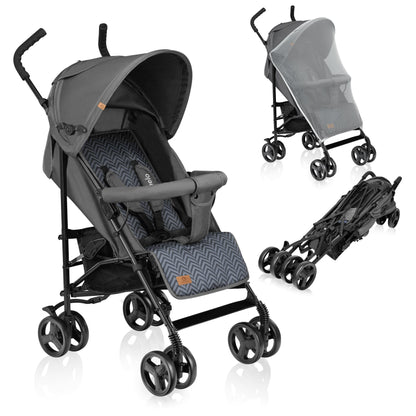 LIONELO Elia Buggy Small Foldable Pushchair up to 15 kg, Back and Footrest Adjustment, Rear Wheel Brake, Mosquito Net, Shopping Basket - Meloni2