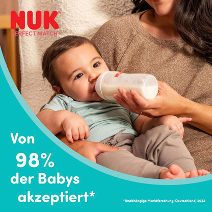 NUK First Choice+ Baby Bottle Starter Set | 0–6 months | 4 bottles with Temperature Control &amp; Bottle Box | Anti-Colic Air System | BPA-free | Disney Winnie the Pooh 