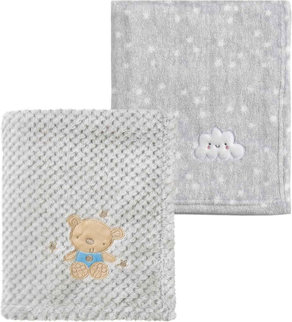 CREVENT Kleine Flauschige warme Baby-Überwurfdecke für Jungen, Kleinkinder, Kinderbett, Kinderwagen, 75 cm x 100 cm, graue Wolke