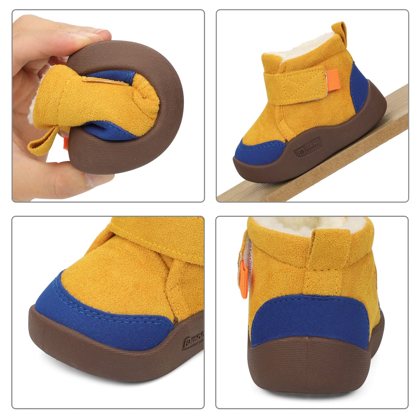 MASOCIO Winter Shoes Baby Boots Boys Girls Baby Shoes Winter Plush Flat Rubber Non-Slip Size 18-23 EU