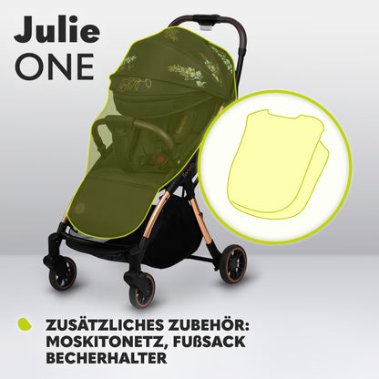 LIONELO Julie One Buggy Pushchair up to 22 kg, Adjustable Backrest and Footrest, Mosquito Net, Leg Warmer, Drink Holder and Transport Bag, Foldable
