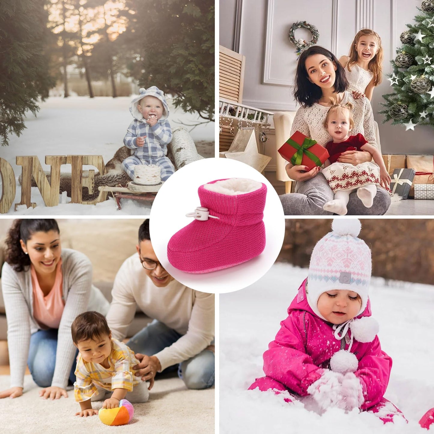 Baby Winter Shoes Warm Baby Shoes Winter Non-Slip Adjustable Newborn Snow Shoes First Walking Shoes Lined Thermal Fleece Crawling Shoes Slippers Winter Boots 0-18 Months