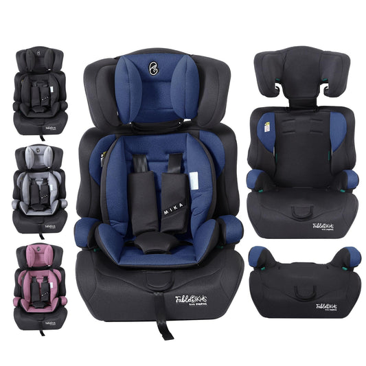 FableKids Kinderautositz 9-36 kg | 3-Punkt-Sicherheitsgurt | Autokindersitz ab 15 M. | Autositz für Kinder 76-150 cm | Kindersitz einstellbare Kopfstütze ECE R129/03 | Verstellbar | Schwarz