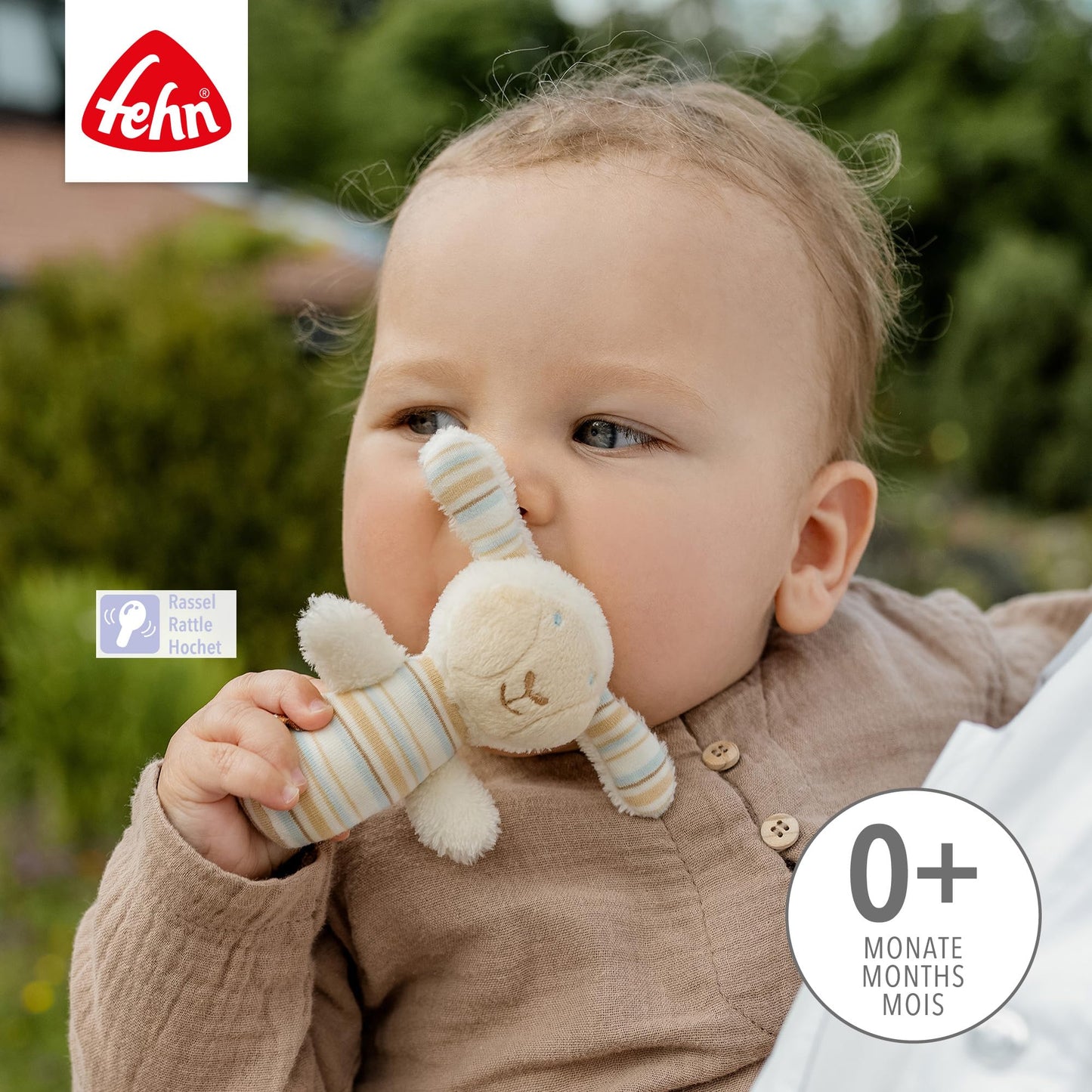 Fehn Mini-Rassel Otter – Mini-Greifling zum Rasseln, Fühlen, Spielen mit kuschelweichem Stoff-Tier – ein treuer Begleiter für Babys und Kleinkinder ab 0+ Monaten