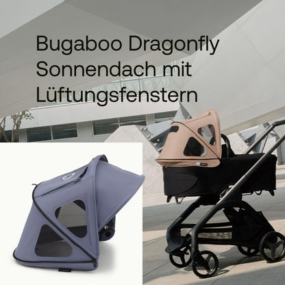 Bugaboo Dragonfly Sonnendach mit Lüftungsfenstern, ausziehbar für zusätzlichen und optimalen Sonnenschutz, wasserabweisend, Deep Indigo