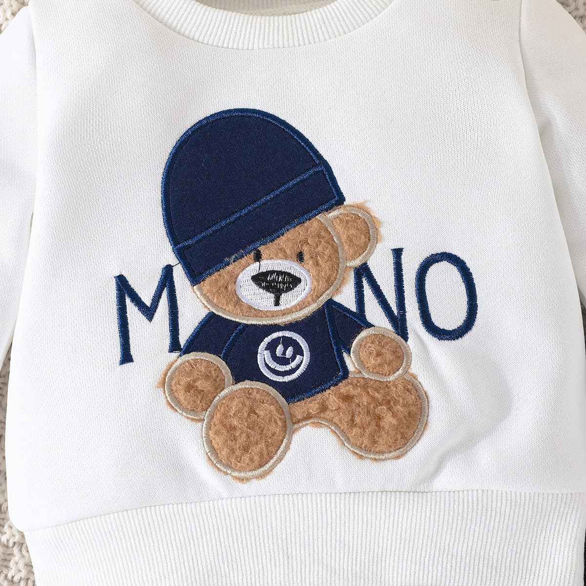Toddler Baby Boys Outfit Colour Block Letter Print Sweatshirt Top + Plain Trousers Baby Autumn Spring 2-Piece Clothing Set