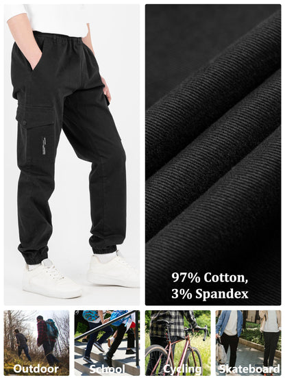 CAMLAKEE Kinder Jungen Cargohose Jogger Hose mit elastischem Bund