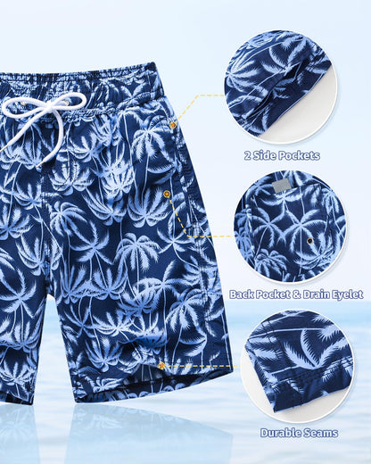 Domee Jungen Badehosen Badeshorts Schnelltrocknend Schwimmhose mit Netzfutter Verstellbarer Kordelzug