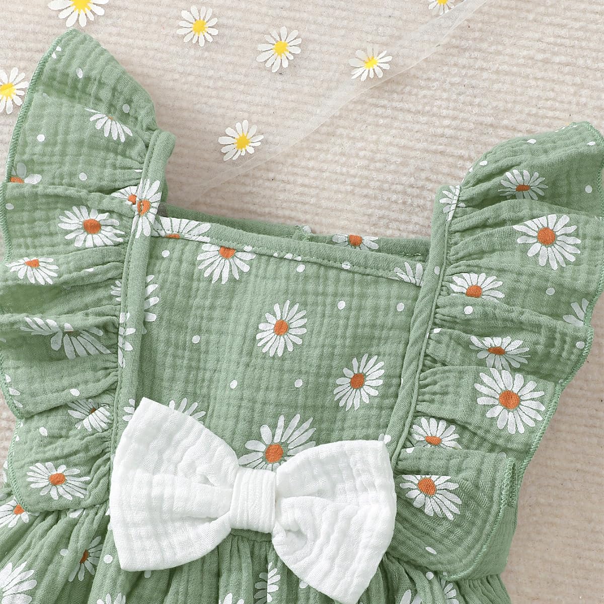 Kleinkind Baby Mädchen Sommer Kleid Outfit Rüschenärmel Herz/Blumenmuster Boho Kleider Niedliches Baby Sommerkleid mit Hut