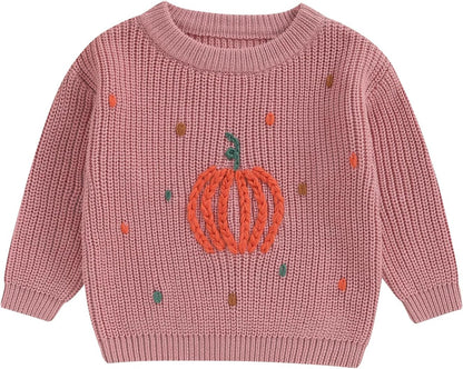 Yassiglia Baby Halloween Strickpullover Kleinkinder Kürbis/Geist Sweatshirt Langarm Rundhals Gestrickter Pullover Neugeborenes Baby My First Halloween Outfit