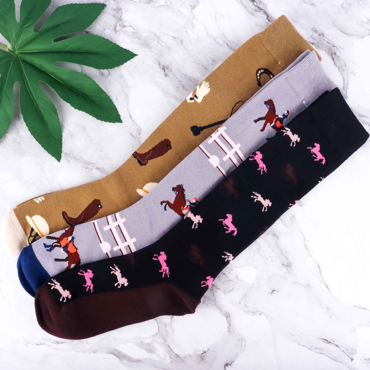 Belloxis Women's Socks 39-42 Horse Girls Gift Knee Socks Women's Rider Cotton Socks