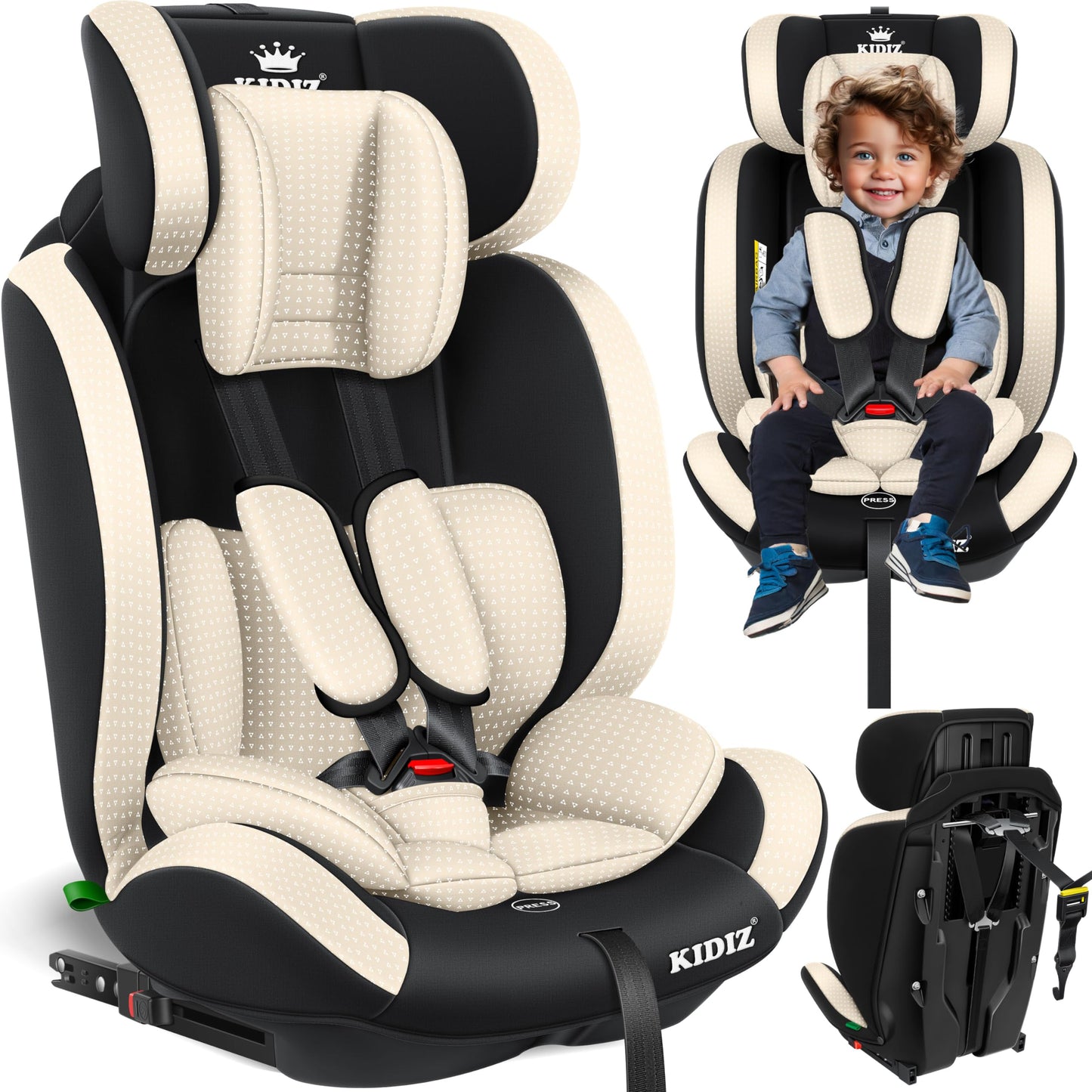 KIDIZ® Autokindersitz Triangle Premium Kindersitz Kinderautositz | Autositz Sitzschale | 9 kg - 36 kg 1-12 Jahre | Gruppe 1/2/3 | universal | zugelassen nach ECE R129/03 | mit Isofix - Meloni2