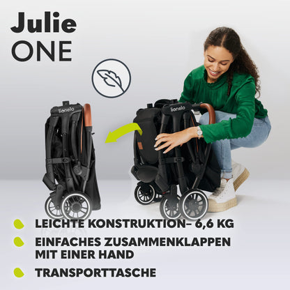 LIONELO Julie One Buggy Pushchair up to 22 kg, Adjustable Backrest and Footrest, Mosquito Net, Leg Warmer, Drink Holder and Transport Bag, Foldable