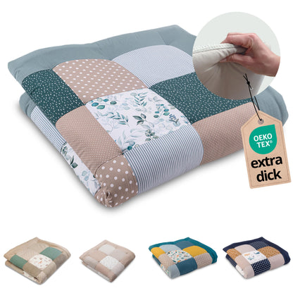 ULLENBOOM Krabbeldecke für Baby 100x100 cm, 100% OEKO-TEX Materialien, Made in EU, Dick & weich gepolstert, Sandblume - ideal als Babydecke, Laufgittereinlage & Spieldecke Baby - Meloni2