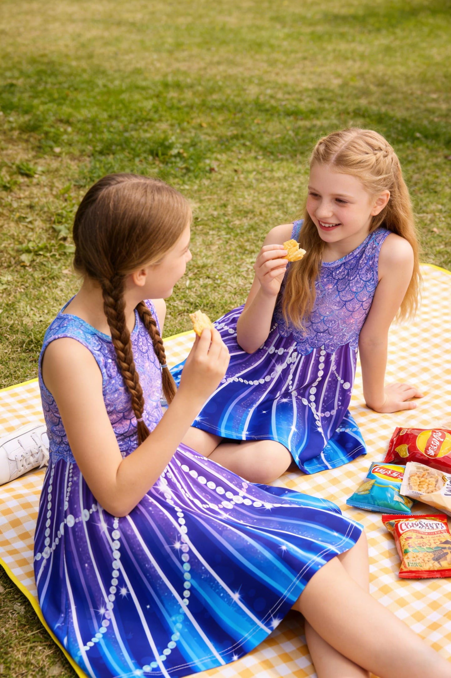 Mädchenkleid Schmetterling A-Linie Ärmelloses Sommerkleid Buntes Kleid 4-12 Jahre