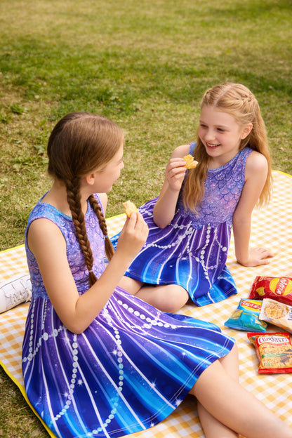 Mädchenkleid Schmetterling A-Linie Ärmelloses Sommerkleid Buntes Kleid 4-12 Jahre