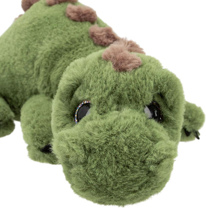 Depesche 12653 Dino World - Cuddly toy dinosaur with green fur and glittery eyes, approx. 50 cm large plush dino, green, apple green 