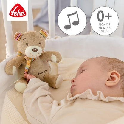 Fehn Mini-Spieluhr Fee – Kuscheltier & Einschlafhilfe: Aufzieh-Spieluhr mit sanfter Melodie „Schwanensee“ beruhigt in jeder Situation – für Babys und Kleinkinder ab 0+ Monaten