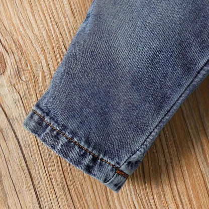 LUVCES Toddler Baby Boys Clothing Cute Animal Print Long Sleeve Sweatshirt Tops and Jeans Set Autumn Winter Baby Boy Jeans Casual 2-Piece Outfit