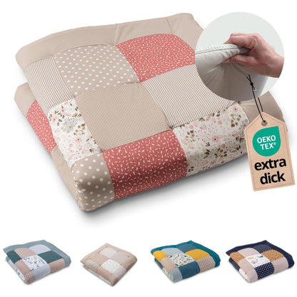 ULLENBOOM Krabbeldecke für Baby 100x100 cm, 100% OEKO-TEX Materialien, Made in EU, Dick & weich gepolstert, Sandblume - ideal als Babydecke, Laufgittereinlage & Spieldecke Baby - Meloni2