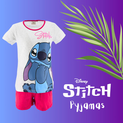 Disney Stitch Pyjamas für Mädchen, Stitch Design 2-Teiliges T-Shirt und Shorts-Set für Mädchen, Geschenk für Mädchen, Größen 6 bis 12 Jahre