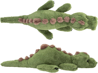 Depesche 12653 Dino World - Cuddly toy dinosaur with green fur and glittery eyes, approx. 50 cm large plush dino, green, apple green 