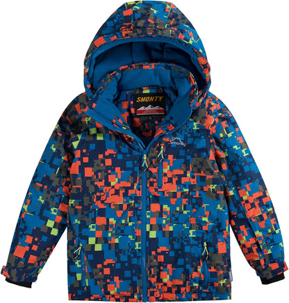Kinder Schneeanzug für Jungen, Winter Skijacke und Hosen Set mit Kapuzenriemen, winddicht, wasserdicht, warmer Mantel