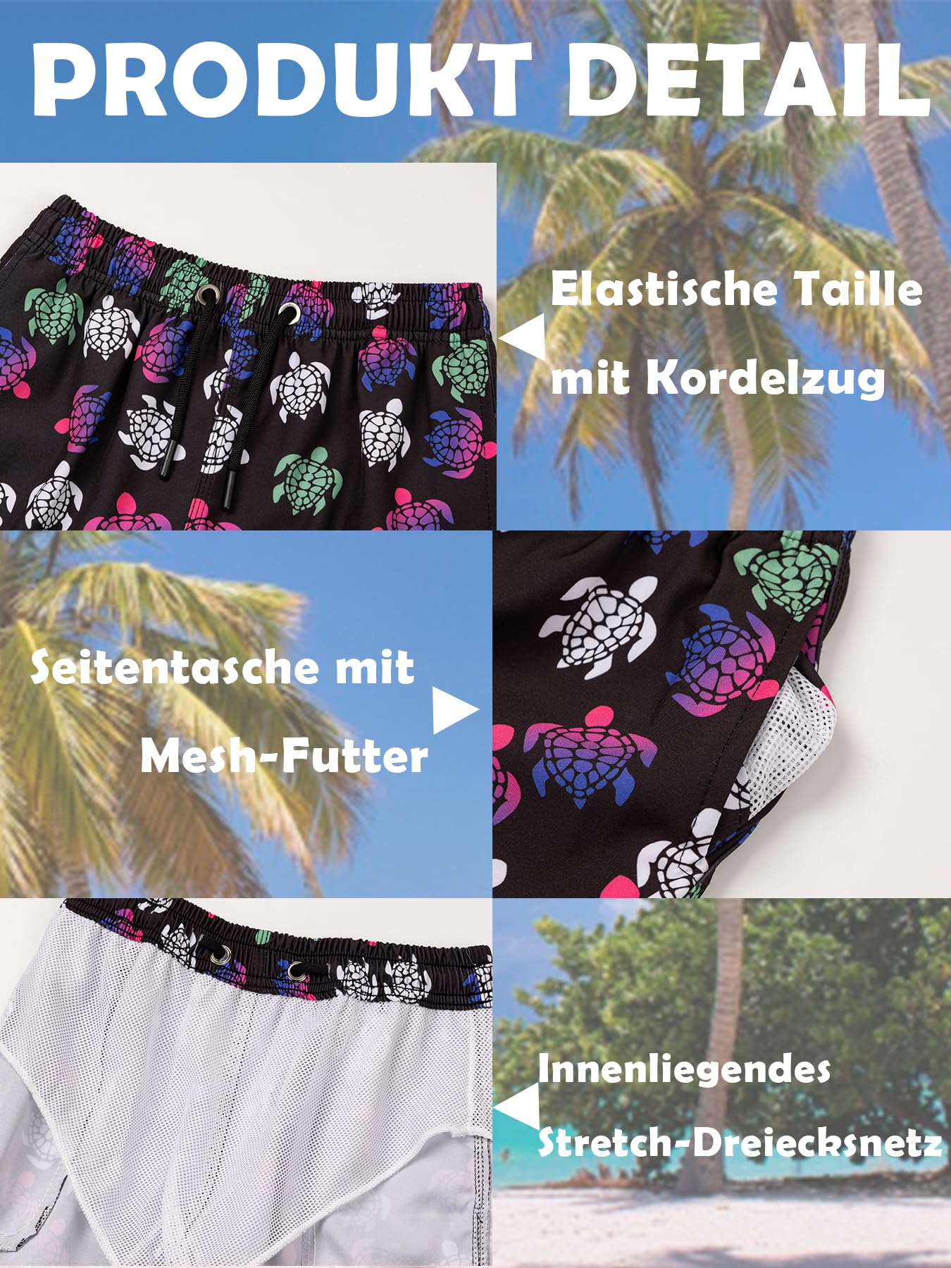 CALBOUNT Boys' Swimming Shorts Printed Quick Dry Swim Shorts with Inner Shorts 