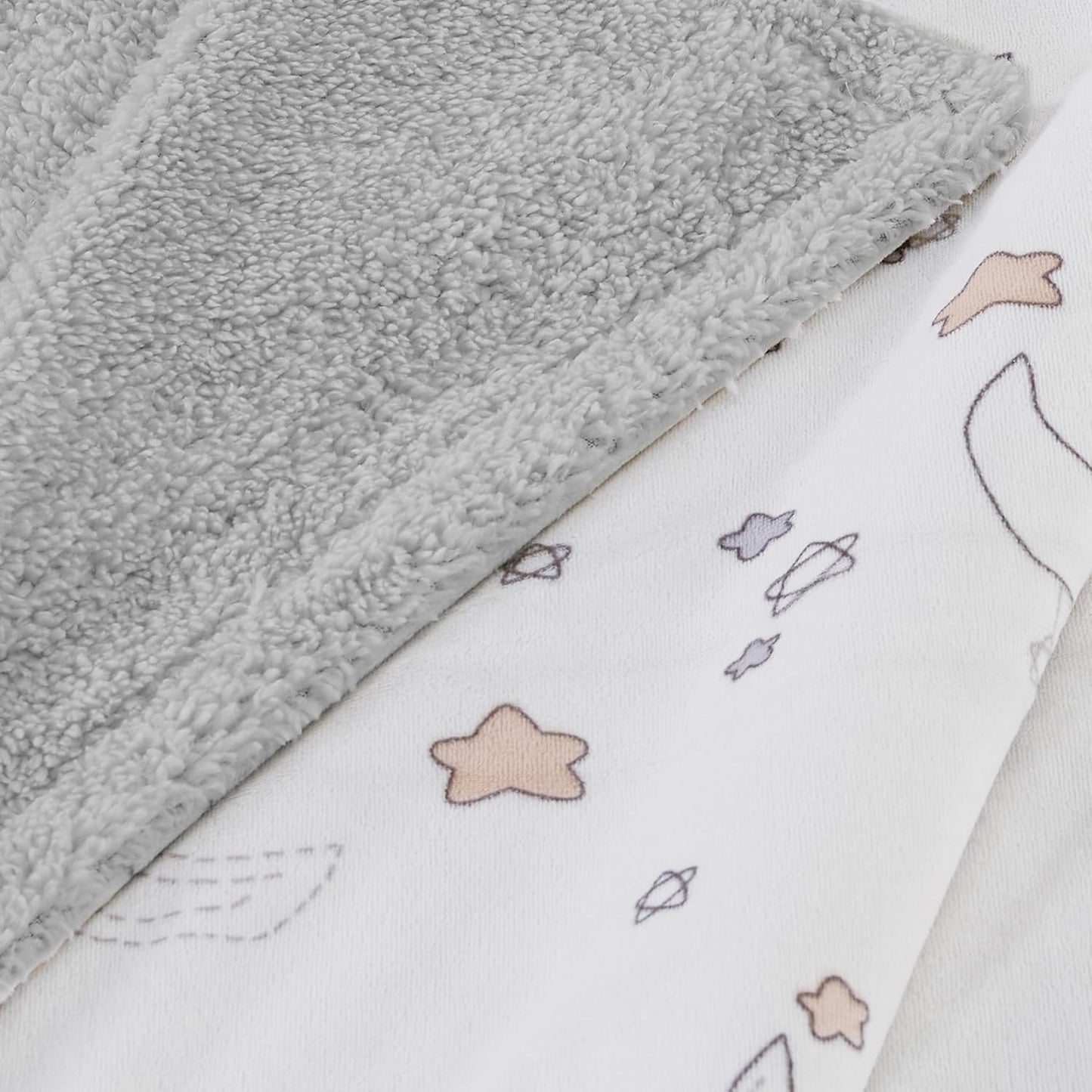 CREVENT Kleine Flauschige warme Baby-Überwurfdecke für Jungen, Kleinkinder, Kinderbett, Kinderwagen, 75 cm x 100 cm, graue Wolke