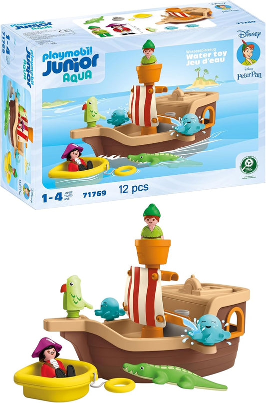 PLAYMOBIL Junior & Disney Peter Pan's Pirate Ship, Sustainable Toy from 1 Year, Gift for Toddlers, Promotes Motor Skills & Role Play, Pirate Ship with Figures & Accessories, 71769