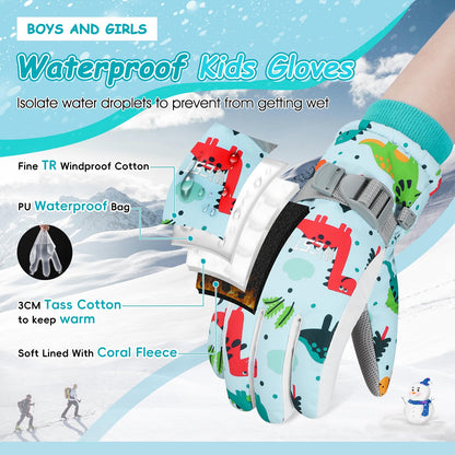 CYCLESPEED Kinder Winddicht Winterhandschuhe Warm Skihandschuhe Wasserdicht für 4-12 Jahre Mädchen Jungen Fahrradhandschuhe Outdoor Snowboarding