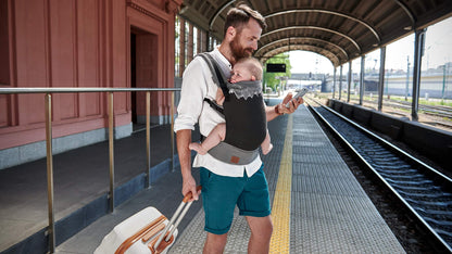 Kinderkraft Babytrage MILO, Rückentrage, Bauchtrage für Säuglinge und Kleinkinder, Baby Carrier, Kindertrage, Ergonomisch, aus Baumwolle, Leichte Konstruktion, ab 3 Monate bis 20 kg, Grau