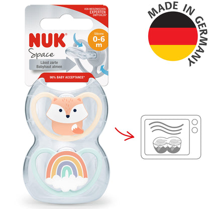 NUK Space Schnuller | 0–6 Monate | Schnuller mit extra Belüftung | BPA-freies Silikon | Disney Winnie Puuh | 2 Stück