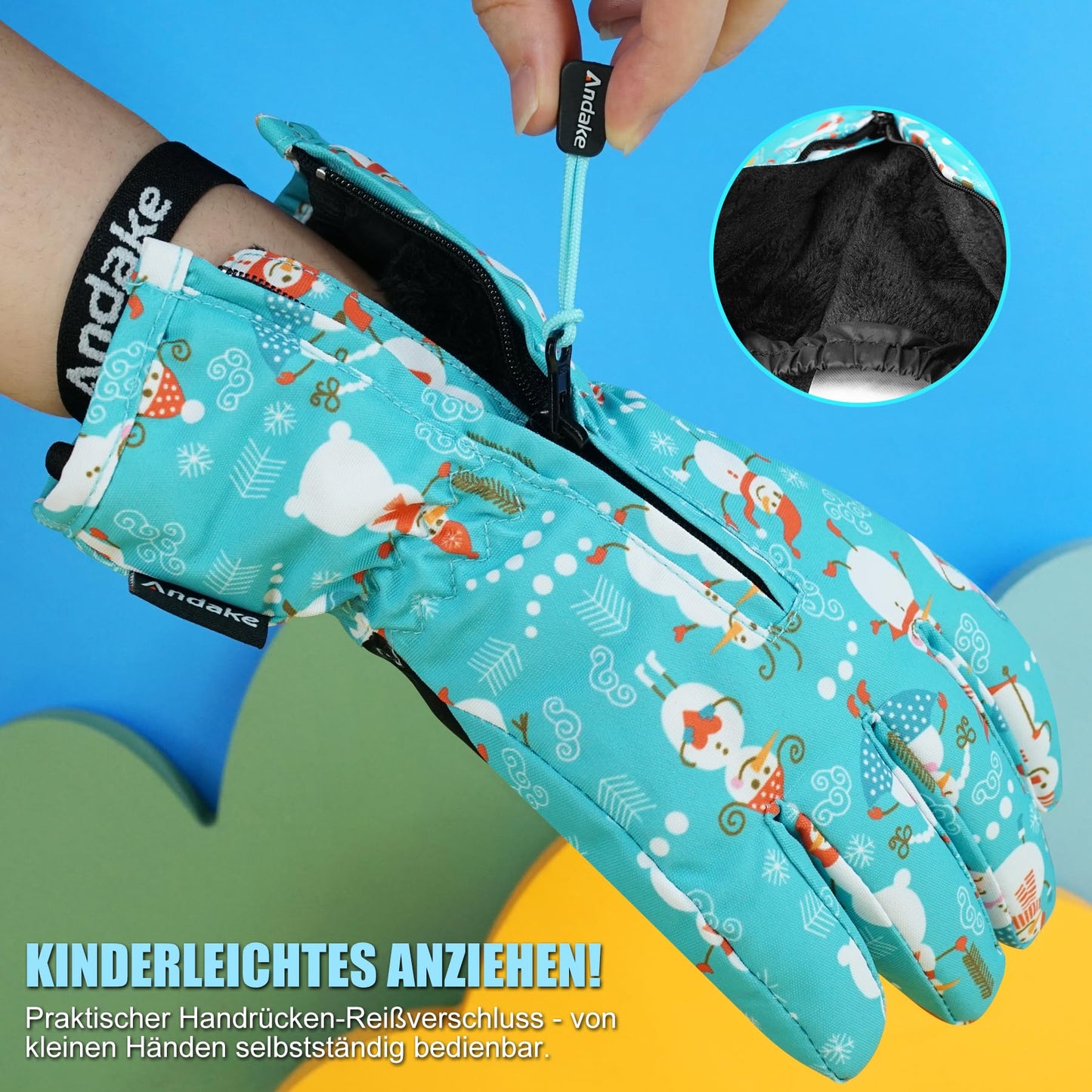 Andake Children's gloves, windproof, waterproof, warm winter gloves, skiing, outdoor sports, riding gloves, boys and girls