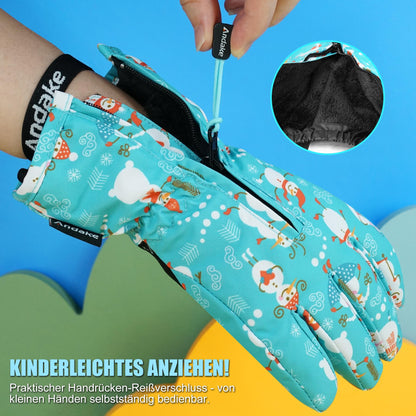 Andake Children's gloves, windproof, waterproof, warm winter gloves, skiing, outdoor sports, riding gloves, boys and girls