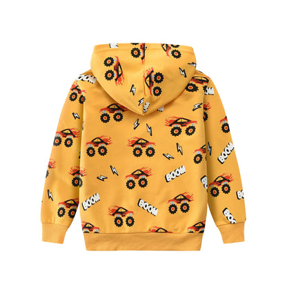 CM-Kid Hoodie Jungen Kapuzenpullover Langarm Bunt Kinder Sweatshirts Traktor Truck Dinosaurier Tops 1-7 Jahre Gr.92-134