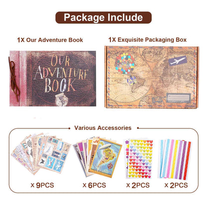 Unser Abenteuer Buch Album Foto Scrapbooking 12,3 x 12,1 Zoll, Abenteuer Buch Fotoalbum 60 Seiten, Fotoalbum für DIY Jahrestag für Männer, Kreative Geschenke Valentinstag