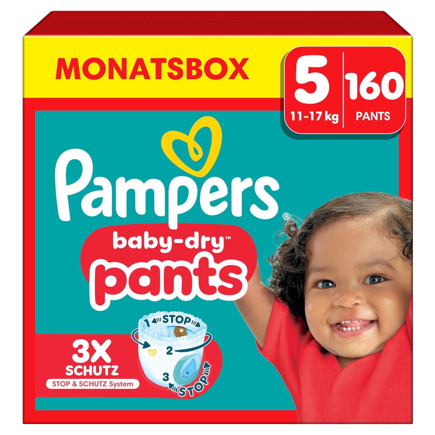 Pampers Baby-Dry Pants Größe 6, 138 Windeln, 13kg-19kg, 360° Passform hilft, Auslaufen zu verhindern