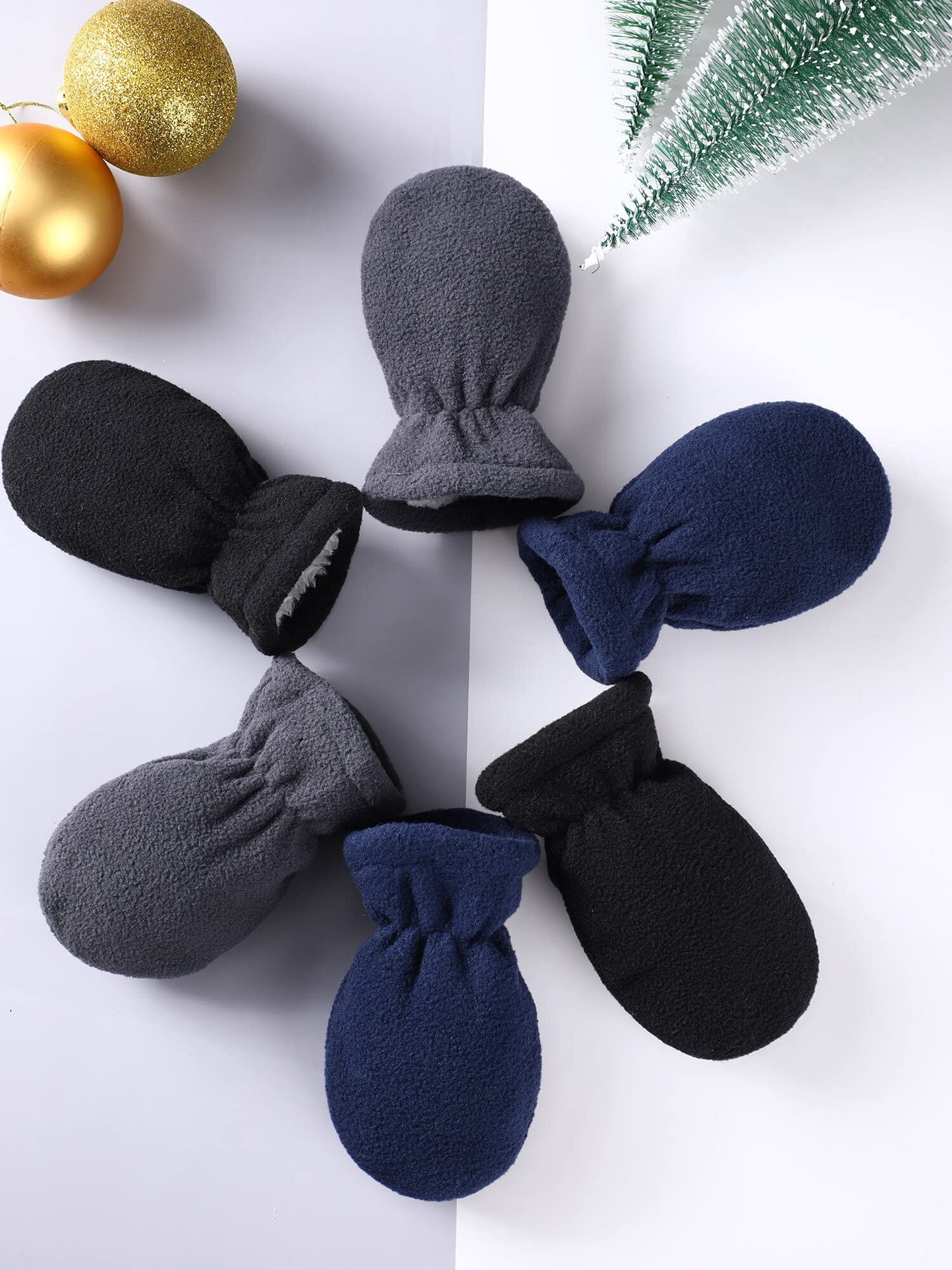 Boyiee 3 Pairs Newborn Baby and Toddler Winter Mittens Gloves Fleece