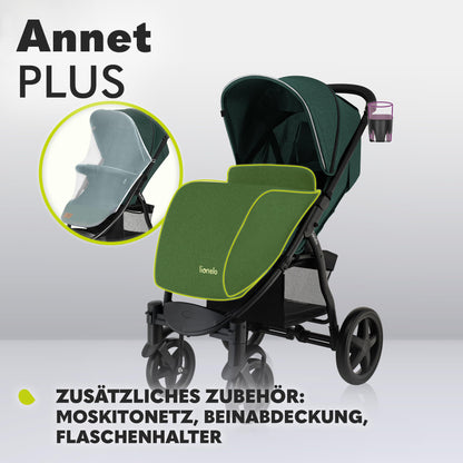 LIONELO Annet Plus Buggy up to 22 kg with Reclining Function, Small Folding Pushchair with Accessories, EVA Foam Wheels, Mosquito Net, Foot Cover Drink Holder, Basket Dreamin