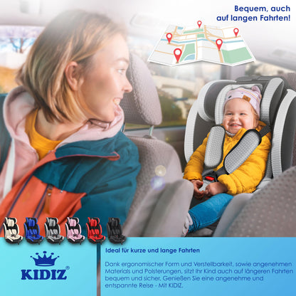 KIDIZ® Autokindersitz Triangle Premium Kindersitz Kinderautositz | Autositz Sitzschale | 9 kg - 36 kg 1-12 Jahre | Gruppe 1/2/3 | universal | zugelassen nach ECE R129/03 | mit Isofix - Meloni2