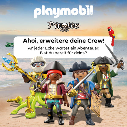 PLAYMOBIL Pirates 71418 Pirate Ship, Exciting Adventures on the High Sea, with Extensive Accessories such as Telescope, Compass and Cannons, Toy for Children from 4 Years