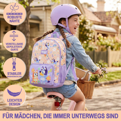 Rucksack Mädchen, Verstellbarer Reisetasche für Schule und Reise, Gepolsterte Schulrucksack mit Zwei Schlüsselanhänger, Geschenke für Kinder (Multi Squishmallows)