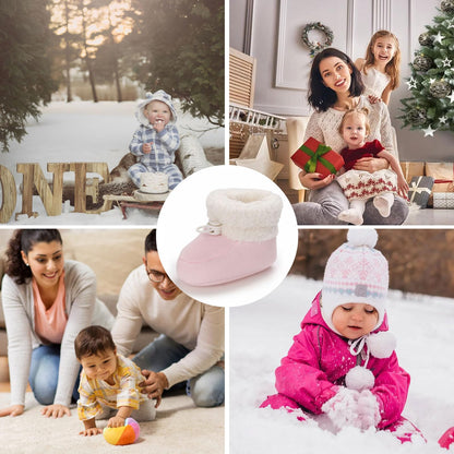 Baby Winter Shoes Warm Baby Shoes Winter Non-Slip Adjustable Newborn Snow Shoes First Walking Shoes Lined Thermal Fleece Crawling Shoes Slippers Winter Boots 0-18 Months