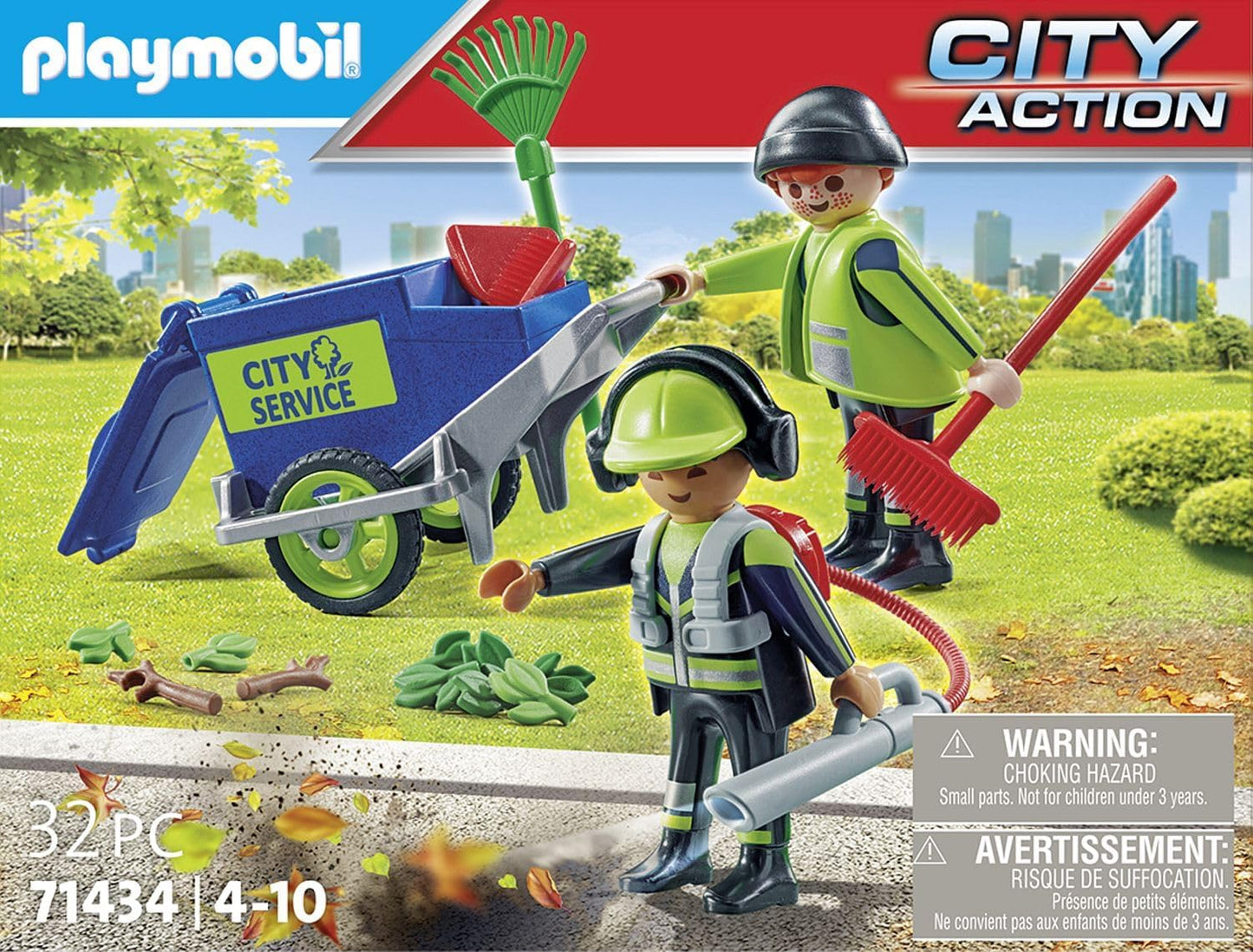 PLAYMOBIL City Action 71434 Stadtreinigungsteam, Stadtreinigung, Figuren und Mülltonne zum Schieben, Spielzeug für Kinder ab 4 Jahren