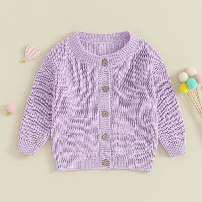 FOMOYUU Strickjacke für Kleinkinder und Neugeborene, Mädchen, langärmelig, Knopfleiste, Sweatshirt, Jacke, Herbst-Outfits
