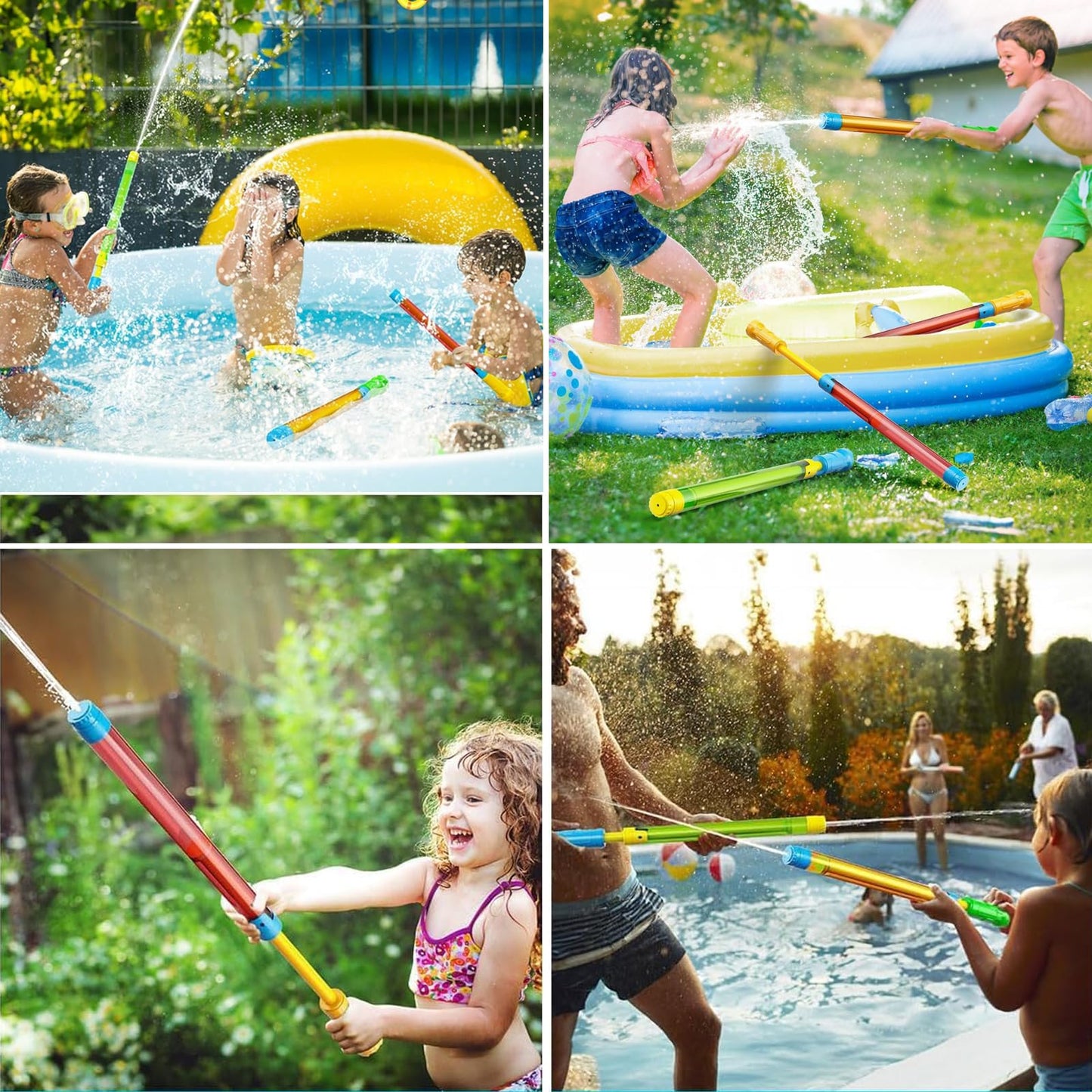 Wasserpistole Kinder, Wasserspritze Wasserspritzpistole Kinder Spritzpistole Wasser Wasserpistole mit Großer Reichweite Wasserpistolen Set, Wasserspielzeug für Pool Strand Outdoor Garten (6er-Satz)