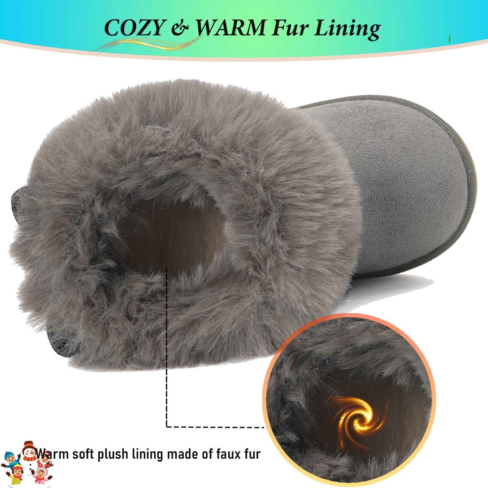Gaatpot Baby Boots, Girls' Boots, Winter Shoes, Snow Boots, Children's Slip-On Boots, Warm Plush Lined, Comfortable, Rabbit Ears, Shoes, EU 20-29