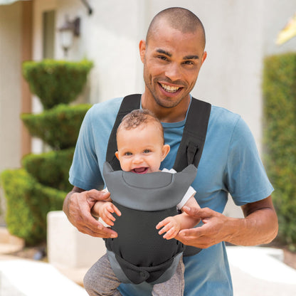 Infantino Flip Advanced 4-in-1 Babytrage, Ergonomisch, Umwandelbar, mit Blickrichtung Nach Innen und Außen, Vorne und Hinten Tragbar für Neugeborene bis Kleinkinder von 3,6-14,5 kg, Grau