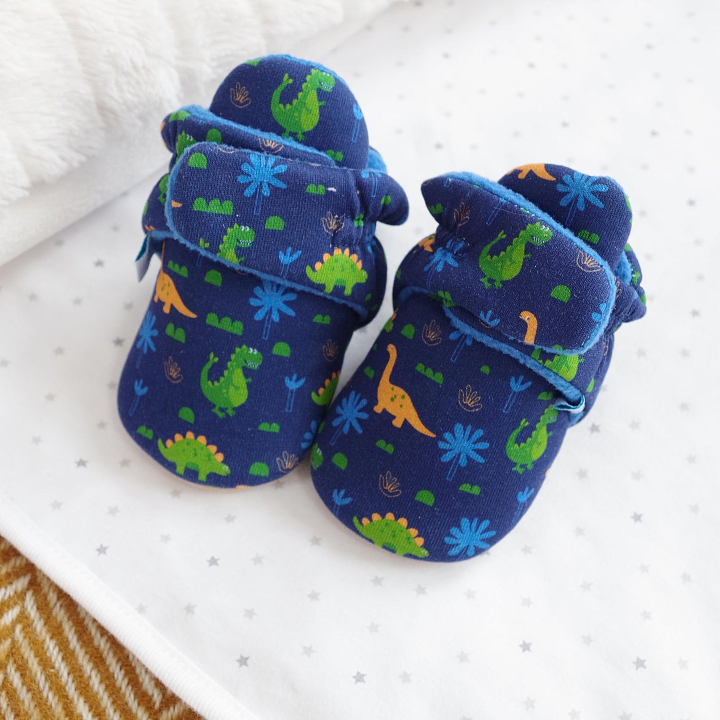 Dotty Fish Baby Winter Boots - Warm Non-Slip Cotton Crawling Shoes with Suede Sole - 0-24 Months